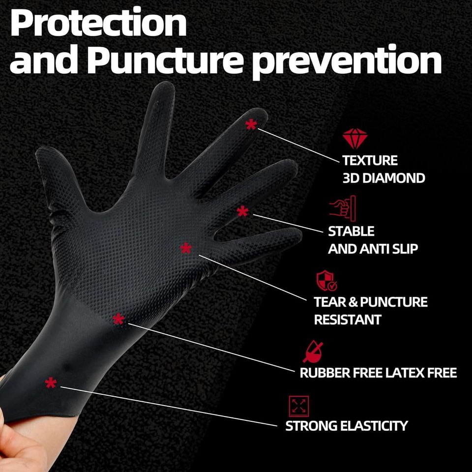 8mil Textured Nitrile Gloves 100 Pack
